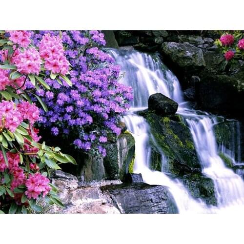 5D DIY square/round Diamond painting Waterfall and flowers Cross Stitch Diamond Embroidery Pattern Rhinestone J2948