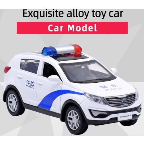 Caipo KIA Sportage R Police Urban SUV Alloy Diecast Car Model Toy Pull Back Kids Gifts Educational Collection