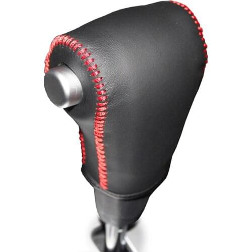 Black Genuine Leather Hand-stitched Car Gear Shift Knob Covers for Hyundai Tucson 2006-2013 Automatic