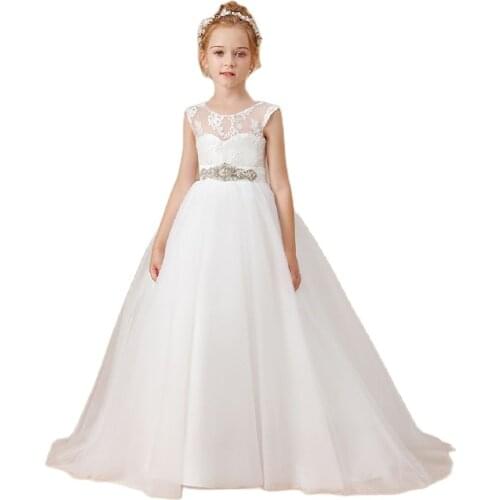 Flower GiGirls Dress Sleeveless Baby Kids Clothes Children Kids Clothing Appliques Kids Girl Wedding Evening Gowns Party Dresses