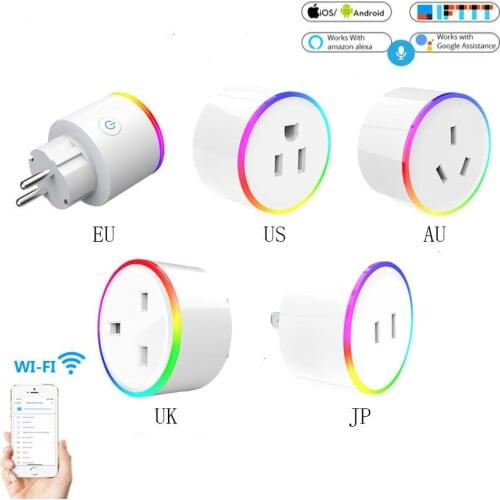 EU US UK AU Wifi Smart Home Outlet Plug Socket Tuya APP Voice Remote Control RGB Wireless Power Socket Support Alexa Google Home