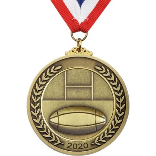 Hot Sale Custom 3D Metal Rugby League Medals cheap plating bronze color medals ,custom 3D metal medals with ribbon