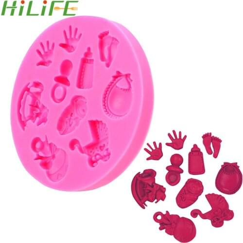 HILIFE Baby Stroller Hand Bottle Trojan Silicone Cake Mold Chocolate Fondant Cake Decoration Tools DIY Kitchen Baking Mould