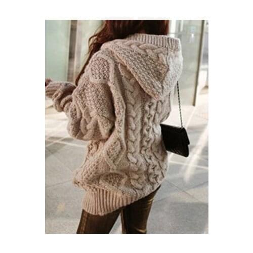 Women Knitted Hooded Cardigan Sweater Winter Autumn Warm Loose Outwear Tops NOV99