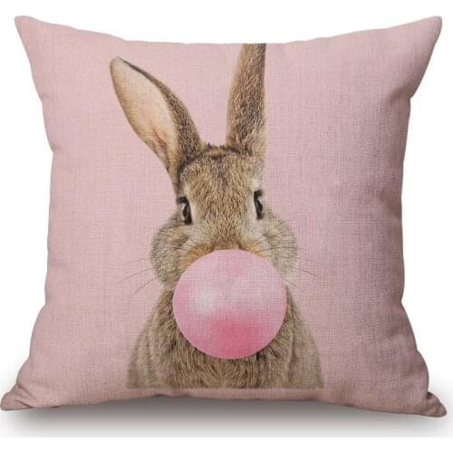 Rabbit Panda Elephant Raccoon Cushion Cover Animals Painting Blowing Bubbles Pillow Case 45x45cm Pillowcase Sofa Decor