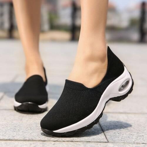 Casual Women Shoes Knitting Sock Platform Sneakers Women 2021 Spring Summer Slip On Flat Woman Loafers Lightweight Walking Flats