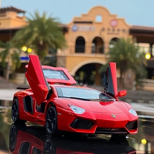 1/32 Lamborghini Lp740 Alloy Car Model Childrens Simulation Sound And Light Pull Back Sports Car Toy Car Collection Ornaments