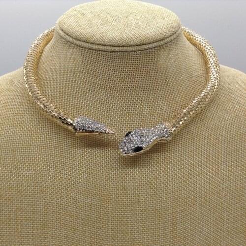 ISINYEE Fashion crystal bore snake chokers necklaces for women girls vintage punk statement jewelry collier femme bijoux cristal