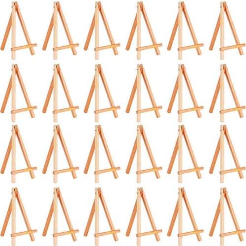 24 Pack Mini Wood Display Easel Wood Easels Set For Paintings Craft Small Acrylics Oil Projects