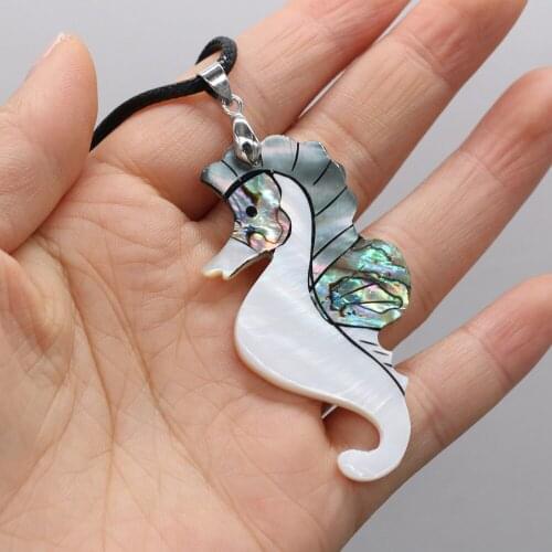 Natural Shell Necklace With Hippocampus-Shaped Pendant Leather Cord 2MM Charms For Elegant Women Love Romantic Gift
