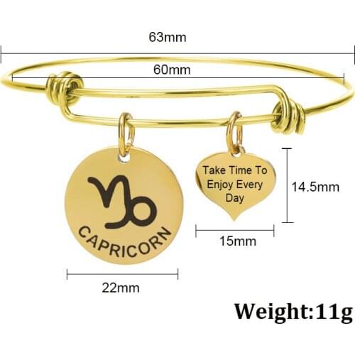 2021 New Fashion Stainless Steel Men Women Trend 12 Constellation Gold Silver Retractable Bracelet Jewelry Gifts For Best Friend