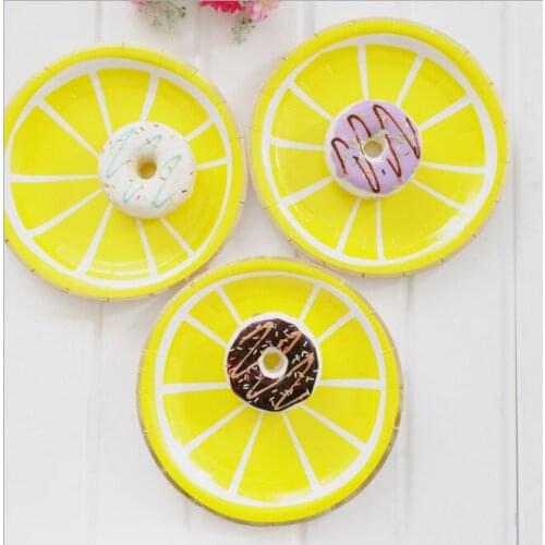 Wholesale High Quality 9 "Lemon Pattern Party Paper Plate Disposable Food Grade Paper Selling Like Hot Cakes