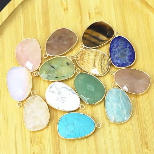 Natural Stone Pendant Egg Shaped Semi-precious Exquisite charm For Jewelry Making DIY Necklace Bracelet Earrings Accessory