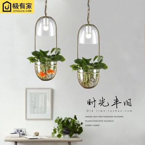 Solid Wood Pendant Light Pastoral Plant Glass Pendant Light Restaurant Shop Bar Design Lighting