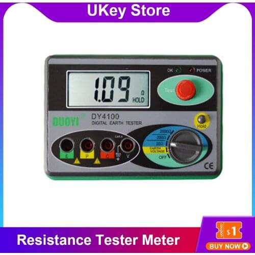 DY4100 Ground Resistance Tester Meter Real Digital Earth Tester Ground Resistance Instrumet Megohmmeter 0-2000Ohm HigherAccuracy