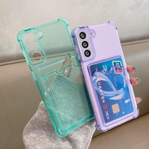 LOVECOM Card Holder Wallet Clear Case For Samsung A52 A72 A32 A12 A42 S20 FE S21 S10 Plus Note 20 Shockproof Soft Silicone Cover