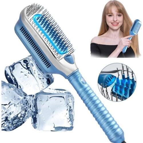 Negative Ion Cold Wind Hair Straightening Comb Heatless Ice Therapy Hair Brush Smoothing Straightener Comb Electric Hairbrush