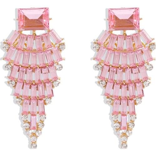 Luxury crystal Large earrings for womens 2020 round pendant colorful statement earrings large Rhinestone earrings party jewelry