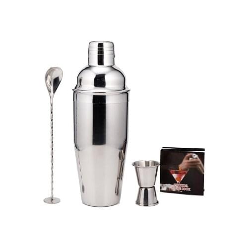 Stainless Steel 24oz Drink Shaker With Spoon and Jigger - Professional Grade Martini Shaker & Bar Shaker for Mixing Liquor Chill
