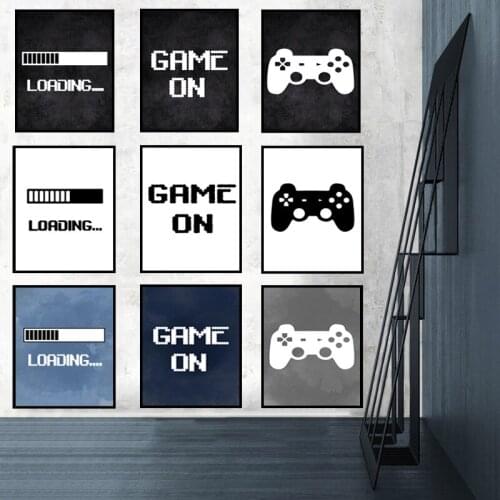 Nordic Black White Gaming Canvas Painting Video Games Posters Prints Gamepad Wall Art Pictures Adult Boys Room Playroom Decor