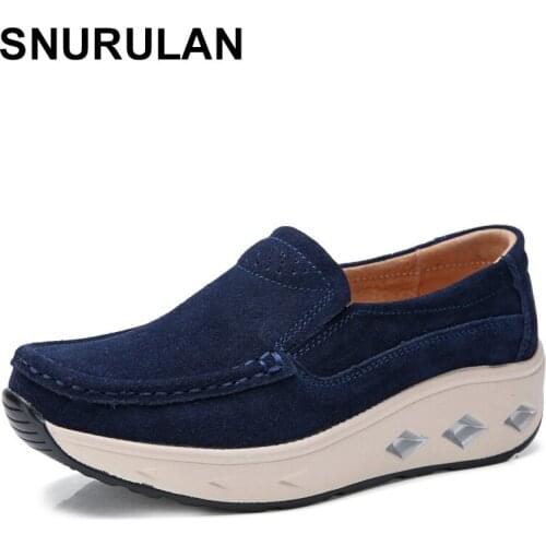 SNURULAN Spring women platform shoes flat shoes sneakers women suede leather women casual shoes without lace flat shoes heels