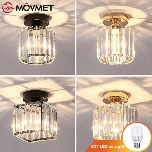 Modern Crystal Ceiling Light For Bedroom Restaurant meeting room Gold/Black E27 Crystal Plafon Lustres Ceiling Lamp Home Decor