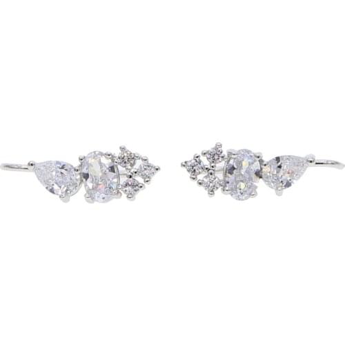 Sparking bling cz long climber fake multi piece stud earring fashion trendy aaa cubic zirconia jewelry