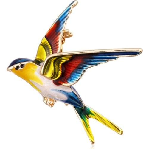 Vintage Enamel Swallow Bird Brooches for Women Colorful Animal Brooch Pins Party Jewelry Scarf Suit Lapel Beautiful Accessories