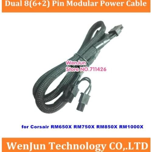 High Quality Black Sleeved Dual 8 (6+2) Pin Modular Power Supply Cable for Corsair RM550X RM650X RM750X RM850X RM1000X
