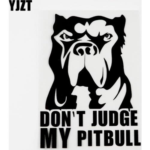 YJZT 10.4CMX14.1CM Animal Decal Don't Judge My Pitbull Vinyl Car Sticker Black/Silver 8C-0156