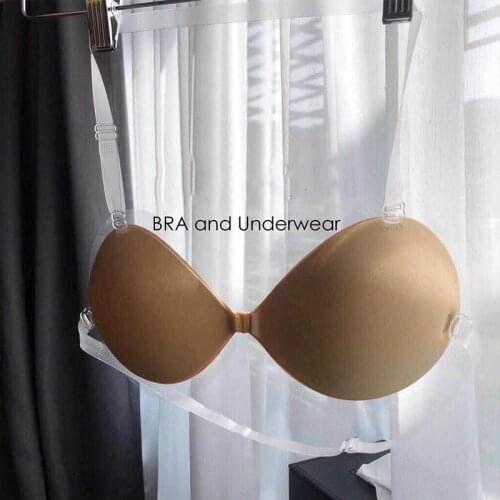 Womens Invisible Push Up Bra Self-Adhesive Silicone Seamless Front Closure Sticky Strapless Bra Sujetador Sportswear
