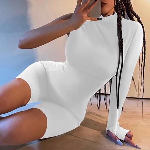 Kardashian Same Style Jumpsuit Women Fashion One Piece Outfits Sexy Long Sleeve Black White Bodycon Rompers 2020 Spring