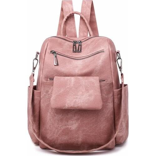 Backpack Women 2020 New Fashion Solid Women Backpack School Bags for Teenage Girls Soft PU Leather Backpack Female