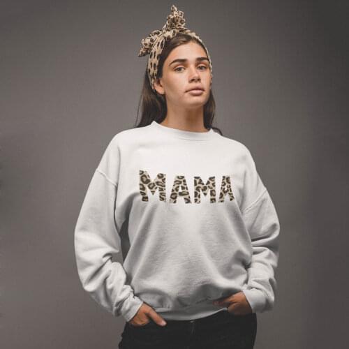 Mama Leopard Print Sweatshirt Fashion Women Crewneck Graphic Mom Life Sweatshirts Funny Mothers Day Gift Pullovers Streetwear