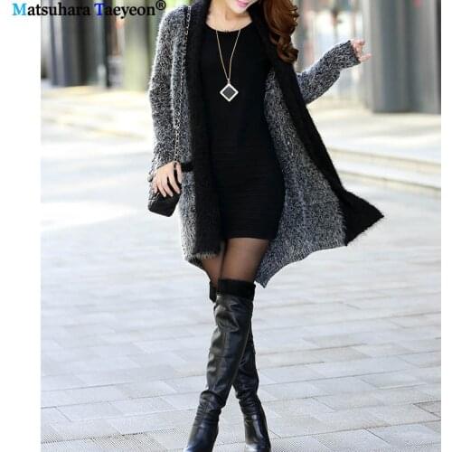 New Autumn Spring Fashion Women Sweater Cardigans Casual Warm Long Design Female Knitted Coat Sweaters Cardigan Sweater Lady