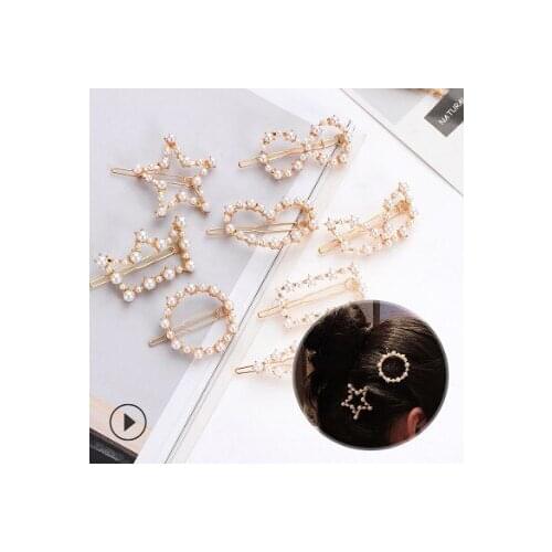 120pcs/lot DIY Sliver Pearl Geometry Hair Clips Simple Retro Spring Side Hairpins Hair Care Styling Accessories Tools HA676