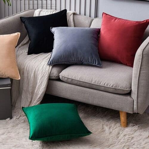 40x40/45x45/50x50cm Solid Cushions Home Decorative Throw Pillows Green Wine Sliver Grey Purple Cushions for Sofa Couch Bedroom
