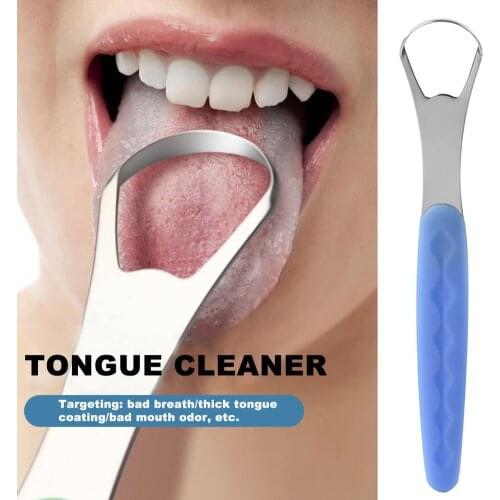 50% Hot Sale Hollow Hole Tongue Cleaner Double Side Lightweight Tongue Scraper Oral Brush with Portable Case for Travel