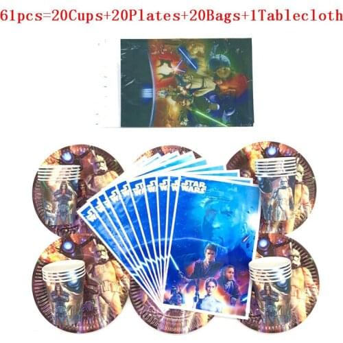 61/31PCS Boys Favors Tablecloth Star Wars Theme Cups Plates Tableware Set Happy Birthday Party Decoration Gift bags Baby Shower
