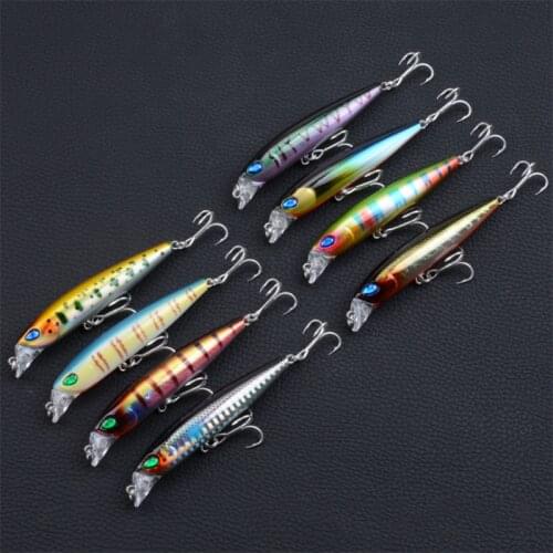 8Pcs Artificial 3D Eyes Fake Bait 8 colors Fishing Lures 9cm/10.9g Sink Plastic Hard Bait Sea Fishing Saltwater Freshwater