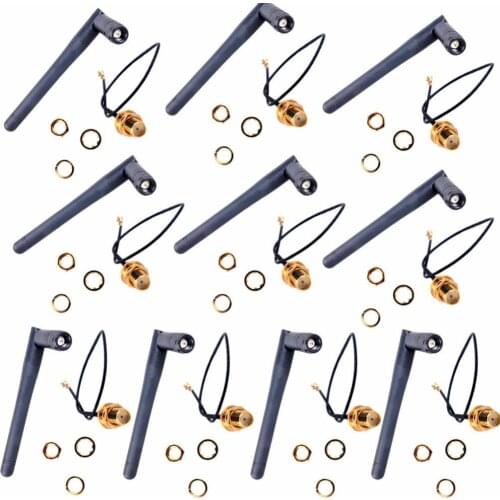 10pcs 2.4GHz 3DBI Wifi Antenna+Extended Cable U.FL to Female SMA for Arduino CC3000 ESP8266 RCmall FZ1313