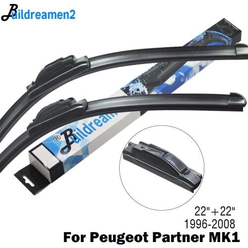 Buildreamen2 Car Accessories Wiper Blade Front Windscreen Rubber Wiper Fit Hook Arms For Peugeot Partner MK1 1996-2008