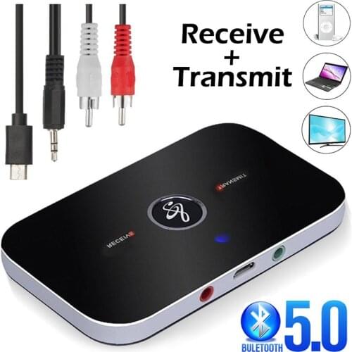Bluetooth 5.0 Receiver Transmitter Wireless Audio EDR Dongle 3.5mm Jack Aux RCA Adapter for Home TV Headphones PC Computer Car