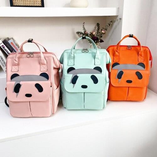 2021 Candy Color Simple Casual Cute Panda Big School Bags Fashion Casual Shoulder Bags