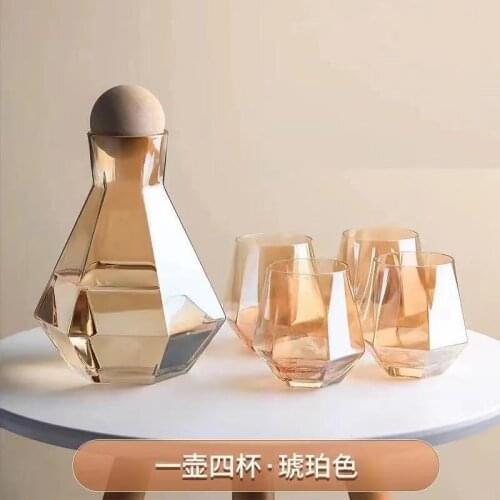 High Borosilicate Crystal Glass Water Jug Kettle Tea Pots Irregular Cold Water Kettle with Wooden Ball Home Water Bottle Set