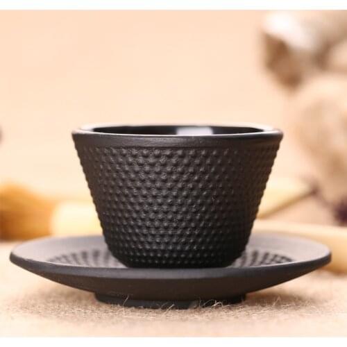 Drinkware Japanese Style Cast Iron Tea Cup and Saucer Set Heavy Duty Castiron Teacup Metal Coasters Tea Beer Coffee Cup