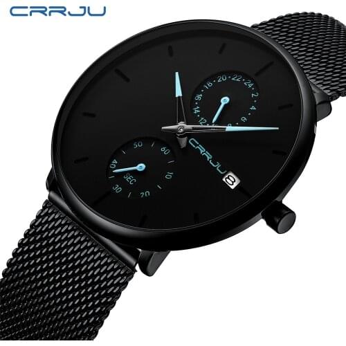 CRRJU 2019 Mens Watches Top Brand Luxury Waterproof Fashion Quartz Watch for Men Casual dress reloj hombre dropshipping