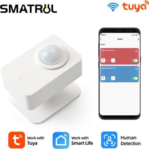 SMATRUL Tuya WiFi PIR Motion Sensor Human Body Movement Infrared Detector EU Wireless Smart Life APP Home Security Alarm System