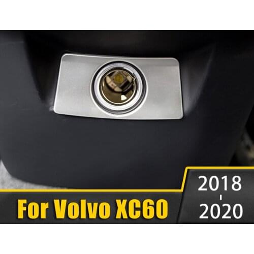 For Volvo XC60 2018 2019 2020 Stainless Steel Car Rear Armrest Box Cigarette Lighter Port Trim Sequins Cover Sticker Accessories