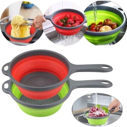 Dreamburgh Round Telescopic Vegetable Fruit Washing Drain Strainer Kitchen Folding Colander Washing Basket Sink Drain + Handle